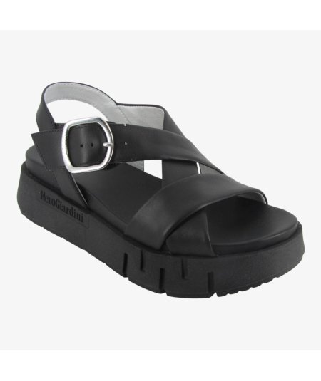 NEroGiardini E513696D - Sandalo da Donna con Platform in Pelle Nera
