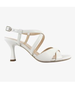 NeroGiardini E513200DE - Sandalo Elegante Donna con Tacco Fino in Pelle Bianca