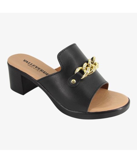 Valleverde 55450 - Ciabatta da Donna con Tacco Largo con Catena
