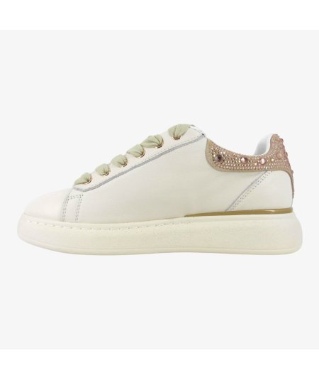 Guardiani King 4381 Low - Sneakers da Donna in Pelle Beige con Strass