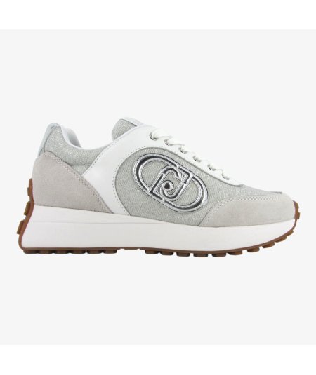 LiuJo Lolo 17 - Sneakers da Donna in Tessuto Bianco Glitterato