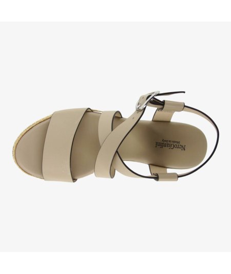 NeroGiardini E513550D - Sandalo da Donna con Zeppa in Pelle Lino