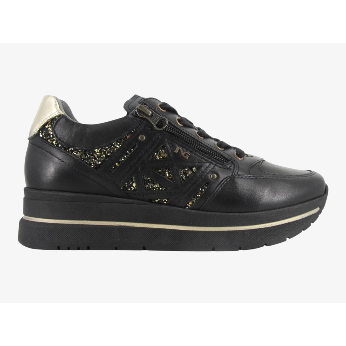 NeroGiardini E514100D - Sneakers da Donna con Platform in Pelle Nera