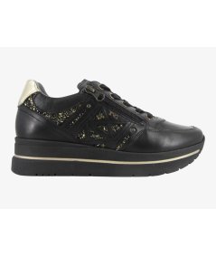 NeroGiardini E514100D - Sneakers da Donna con Platform in Pelle Nera