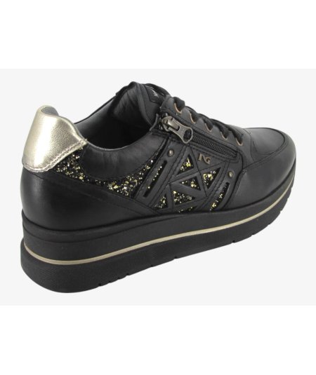 NeroGiardini E514100D - Sneakers da Donna con Platform in Pelle Nera