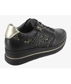 NeroGiardini E514100D - Sneakers da Donna con Platform in Pelle Nera