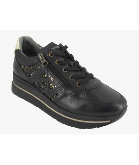 NeroGiardini E514100D - Sneakers da Donna con Platform in Pelle Nera
