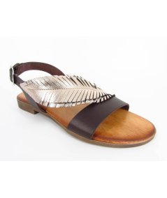 Igi & Co sandalo marrone con foglia platino